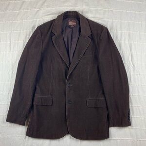 Lucky Brand Vintage Inspired Corduroy Blazer Men's Large 2 Button Brown Jacket